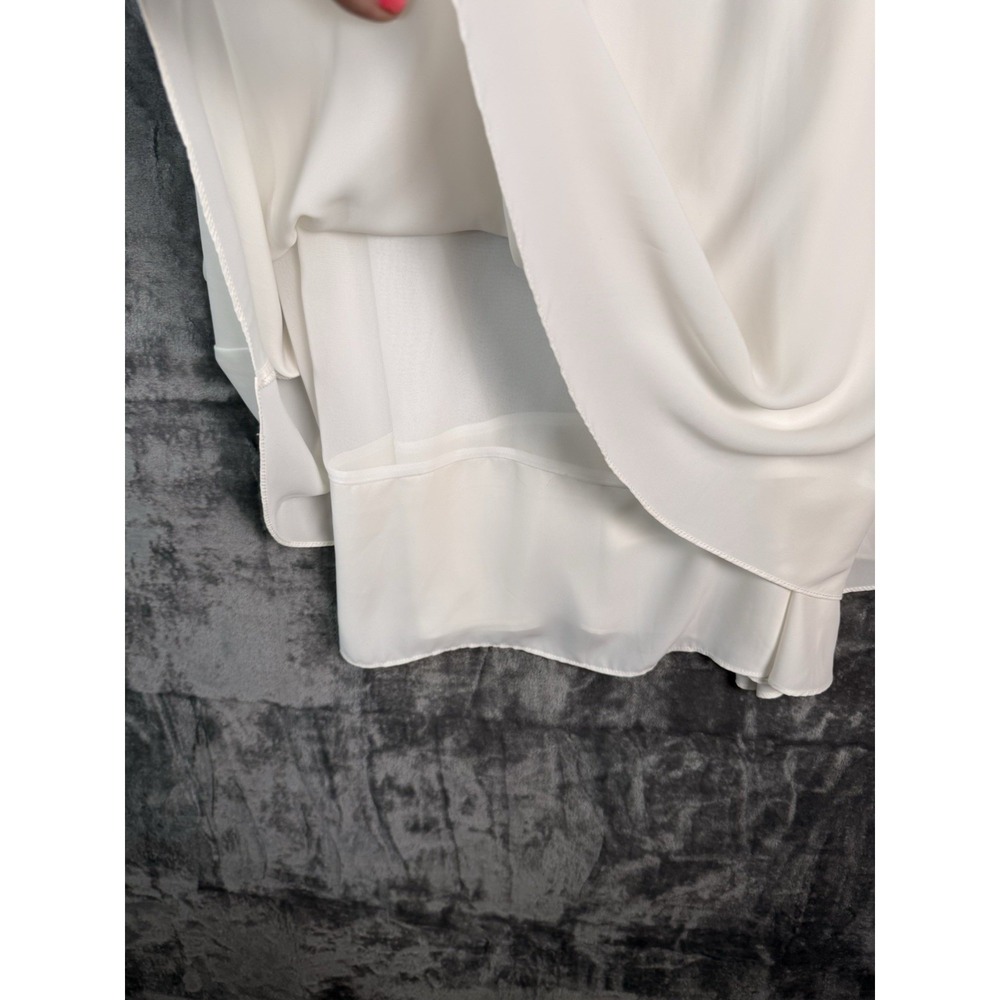 Amanda Uprichard Ivory Dress Medium Quiet Luxury Minimalist Clean Girl Ruffle - Picture 6 of 11